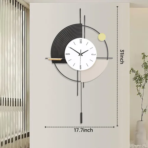Miniatura 5 de Reloj de pared con péndulo, silencioso, de calidad de cuarzo, operado con batería, reloj de pared grande para decoración de sala de estar, cocina