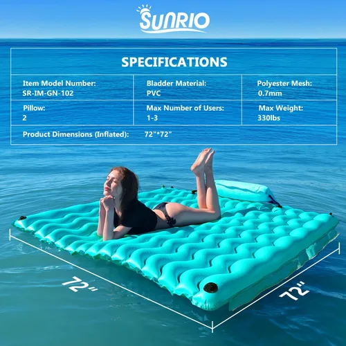 Miniatura 4 de Alfombra flotante inflable gigante mejorada 2025 - Flotador de piscina para adultos con hamaca para piscina, piscina, playa, lago para fiesta 2-Verde