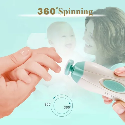 Miniatura 8 de Safe - Lima de uñas eléctrica para bebés, cortador de uñas para recién nacidos, niños pequeños con luz LED, azul claro y verde