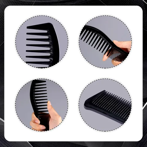 Miniatura 3 de 2 peines para el cabello, peine de plástico para peinado, peine de doble cabeza, peine grande de dientes anchos y finos para mujeres y hombres