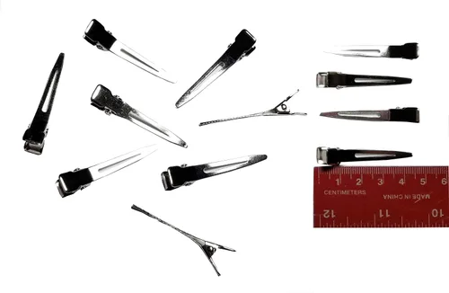 Q-YO Kit de pinzas para el cabello DIY, pinzas de cocodrilo, clips de pasador francés, clips a presión (100 pinzas de cocodrilo plateadas de una