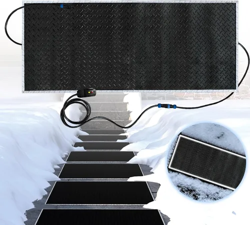 Miniatura 7 de Alfombrillas térmicas para derretir nieve al aire libre, alfombrilla de goma térmica antideslizante de 10" x 30" para hielo, velocidad