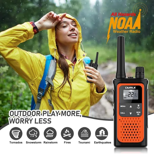 Miniatura 4 de Walkie Talkies recargables de largo alcance, paquete de 4 Walkie Talkies para adultos NOAA con alerta meteorológica, radio de 2 vías de 22 canales