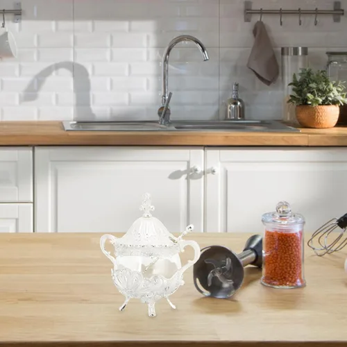 Miniatura 2 de Kichvoe Tarro de condimentos de estilo europeo con tapa, recipiente de condimentos de vidrio de gran capacidad para azúcar, sal, pimienta, cocina