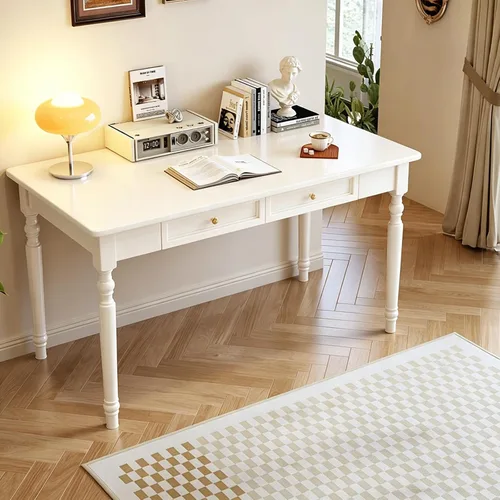 Miniatura 10 de Escritorio de madera maciza con cajones, pequeño escritorio con cajones para computadora, escritorio de PC para trabajo, estudio o juegos, fácil