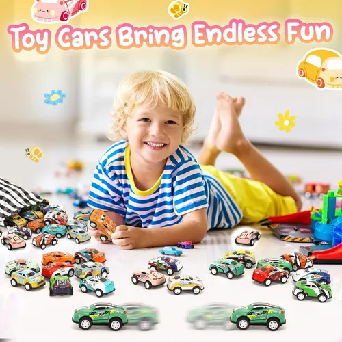 Miniatura 5 de SevenQ Coches de Juguete para Niños de 4-8 Años, Juego de 30 Piezas de Coches de Retroceso con Bolsas de Almacenamiento, Recuerdos de Fiesta