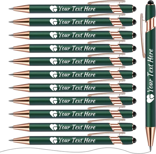 Miniatura 8 de Bolígrafos personalizados con lápiz capacitivo, bolígrafos con nombre impresos personalizados con tinta negra, impresos con tu logotipo o mensaje