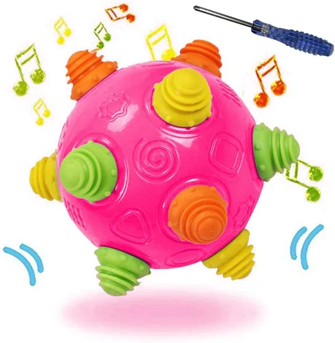 Pelota de baile con música para niños pequeños - Moverse, gatear, rebotar, aprendizaje sensorial para niños y bebés, regalo divertido tanto para Rojo