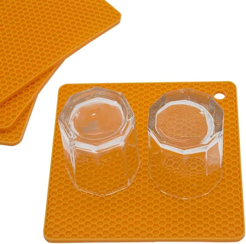 Miniatura 3 de Juego de 2 salvamanteles de silicona de 9 x 12 pulgadas, multiuso, antideslizantes, flexibles, duraderos, resistentes al calor, color rojo, verde