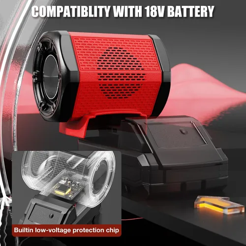 Miniatura 3 de ohyes Altavoz Bluetooth compatible con paquetes de baterías Milwaukee de 18 V con carga USB-A/C para trabajo, campamento y fiestas