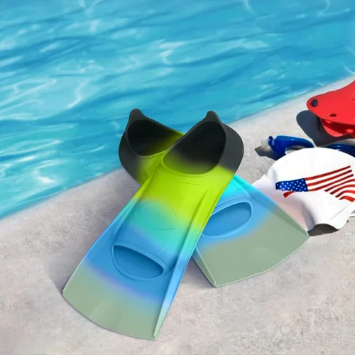 Miniatura 20 de Gintenco Aletas de Natación, Aletas de Entrenamiento de Natación para Niños para Natación de Vueltas, Aletas de Tamaño de Viaje con Bolsa de Malla