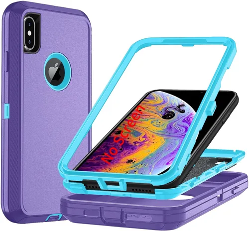 Miniatura 25 de Funda para iPhone X/i Phone Xs, 3 capas duradera funda de teléfono resistente protección para teléfono, a prueba de golpes a prueba de caídas a Negro