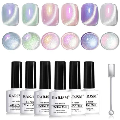 Miniatura 18 de RARJSM Juego de Esmaltes de Gel Nude Colección Jelly Pink de 6 Colores Naturales Transparentes Rosa Translúcido Lechoso Malva Morado Marrón Claro