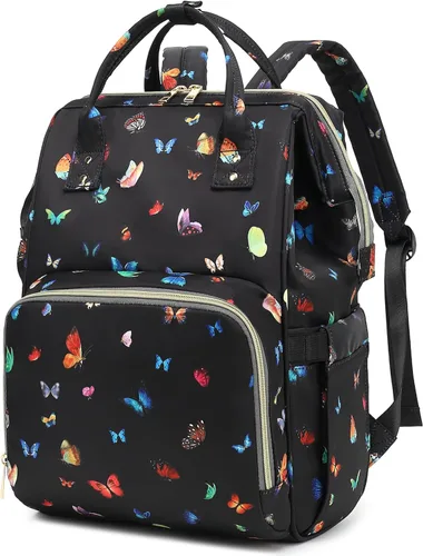 Mochila de mariposa para laptop para mujeres y hombres, mochila escolar universitaria de 15.6 pulgadas para trabajo, escuela, viajes, negocios