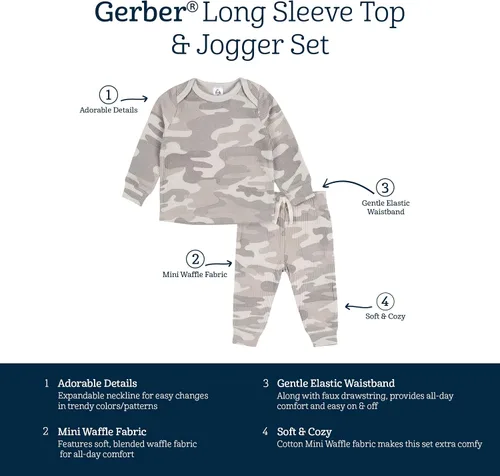Miniatura 6 de Gerber Conjunto de camiseta de manga larga de 2 piezas para bebés y niños pequeños