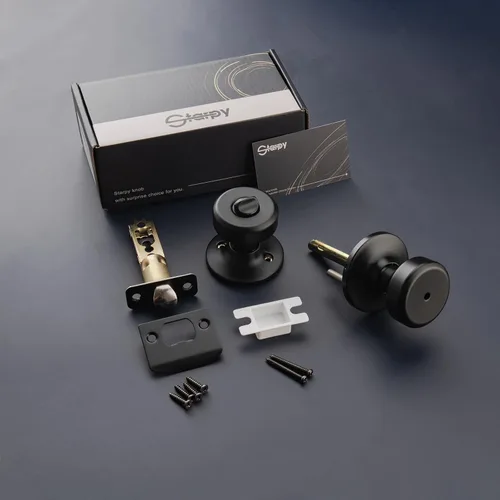 Miniatura 4 de Pomos de puerta negros, pomo de puerta Pismo con cerradura, manijas de puerta de privacidad interior para baño y cama (privacidad, negro mate, 6)
