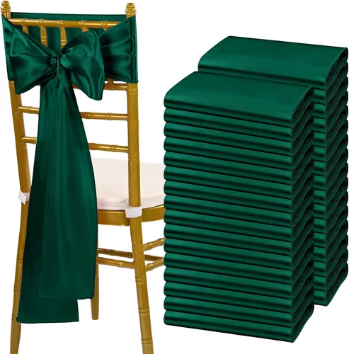 Miniatura 8 de fani 60 cintas de satén negras de 7 x 108 pulgadas para silla, fundas universales para silla, bodas, fiestas de cumpleaños, celebraciones, hoteles