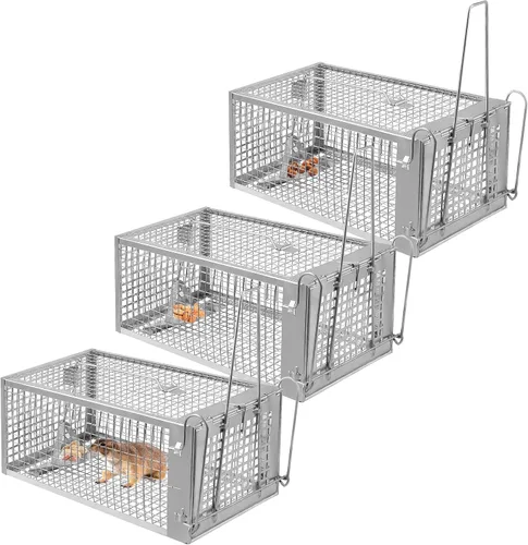 Miniatura 10 de Trampas humanas para ratas, captura y liberación en vivo para interiores y exteriores, jaula de roedores para ardillas, ratones, ratas pequeñas