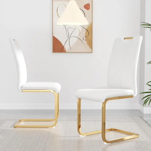 Miniatura 21 de yeag Juego de Sillas de Comedor Modernas de 2 Unidades, Sillas de Cocina y de Sala de Estar con Respaldo Alto, con Patas de Metal Cromado Dorado