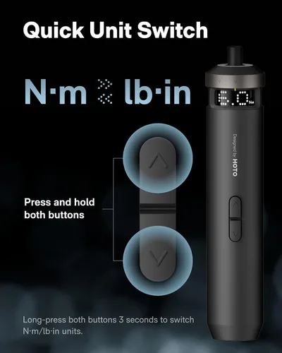 Miniatura 6 de HOTO PixelDrive Destornillador Eléctrico, Pantalla Inteligente, 6 Ajustes de Torque, 0.5 a 6 N·m, Hexagonal de 1/4'' 30 Brocas, Luz LED, Juego