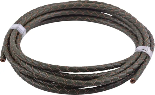 Miniatura 58 de KONMAY 2 yardas 8.0mm Cordón redondo de cuero trenzado auténtico marrón antiguo para corbata de bolo
