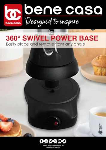 Miniatura 6 de Bene Casa Cafetera Eléctrica Portátil de Espresso Negra, 1-3 Tazas/Shots (1, NEGRO)
