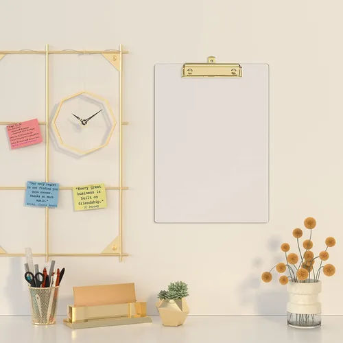 Miniatura 6 de Piasoenc Portapapeles Acrílicos, Tablero con Clip de Purpurina Elegante con Clip Dorado de Perfil Bajo, Diseñado para Uso en el Aula, la Escuela