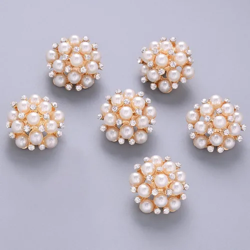 Miniatura 2 de Jerler 10 piezas de botones de diamantes de imitación de perlas adornos de cristal coser en botones de ropa