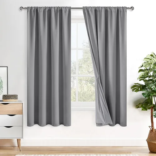 Miniatura 29 de XWZO Cortinas Opacas 100% Blancas - Cortinas de Bloqueo Total de Calor y Luz con Forro Negro para Dormitorio/Cuarto de Lavado, Paneles de Ventana