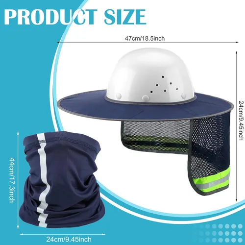 Miniatura 3 de SATINIOR 2 parasoles para sombrero duro, visera de malla de ala completa de alta visibilidad, protección para el cuello, banda reflectante, bandana