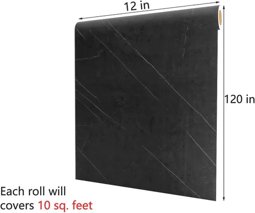 Miniatura 7 de Decotalk Papel de Contacto de Mármol Negro para Cocina 12 x 120 pulgadas Despegar y Pegar Encimeras Mármol Papel Tapiz Autoadhesivo Papel