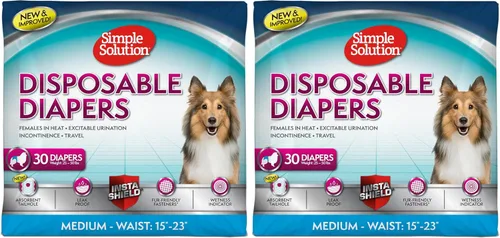Miniatura 12 de Simple Solution - Pañales desechables para perras Super absorbentes, a prueba de fugas Para hembras en celo, que se orinan por la emoción