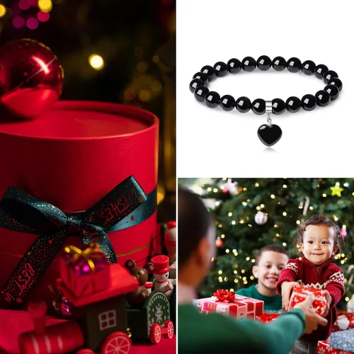 Miniatura 7 de XIANNVXI Pulsera de cristal curativo para mujer, pulsera de protección de cuentas de 0.315 in, pulsera con dije de corazón, pulsera elástica