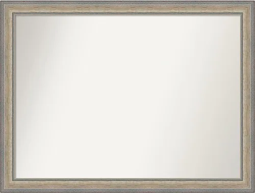Miniatura 486 de Amanti Art Espejo de baño plateado para sobre fregadero, 28 x 47 pulgadas, espejo rectangular de plata imperial, marco de madera tradicional de gran