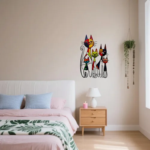 Miniatura 8 de JBCHUCI Arte de pared de gato de metal retro de mediados de siglo, decoración de escultura de hierro para el hogar, sala de estar, dormitorio