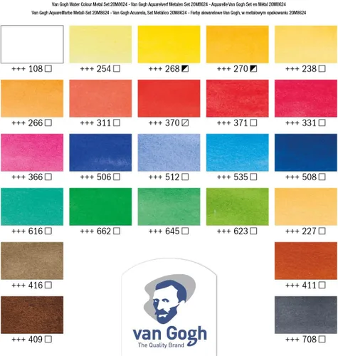 Miniatura 2 de Van Gogh - Juego de pintura para acuarela, lata de metal, 24 mitades 24 General (lata de metal)