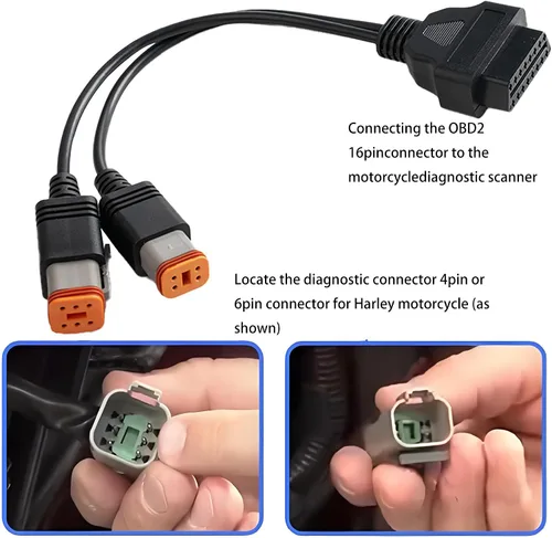 Miniatura 2 de 4pin+6pin 2 en 1 conectar para Harley motocicleta Obd2 Cable 16 Pin a 4 Pin 6 Pin OBD adaptador de cable escaneo a muchas motocicletas Motorrad