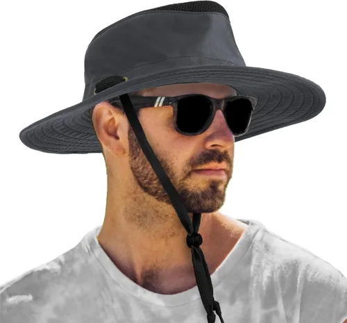 Miniatura 8 de SUN CUBE Sombrero de ala ancha para hombres y mujeres, protección solar UV, sombrero de safari para senderismo