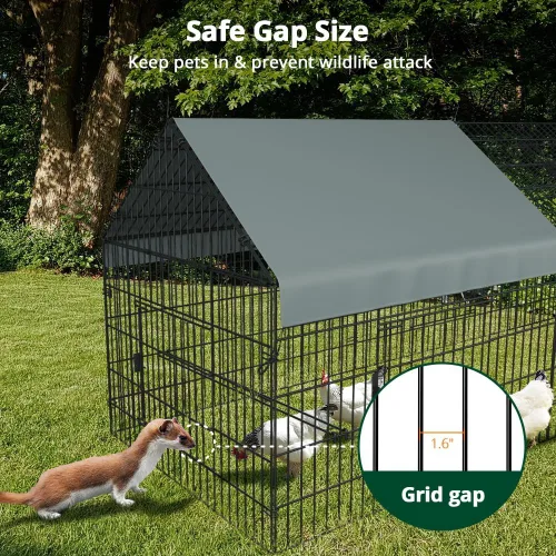 Miniatura 6 de PawGiant Gallinero Corral para Pollos para Patio con Cubierta 130"×40"×40" Tractor de Pollos Portátil de Metal Exterior Jaula Recinto Caja Afuera