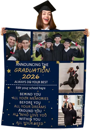 Miniatura 41 de Manta personalizada de graduación 2025, manta personalizada para regalo de graduación con nombre de la universidad, manta de felicitación