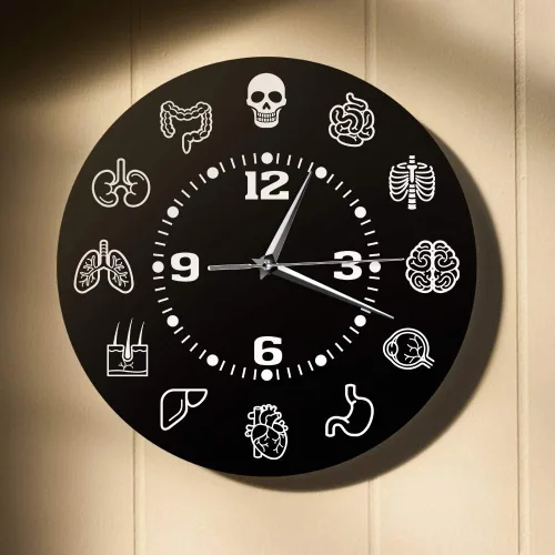 Miniatura 5 de The Geeky Days Reloj de pared de anatomía de órganos internos de cuerpo humano, arte de pared médico anatómico, silencioso, barrido, reloj de pared