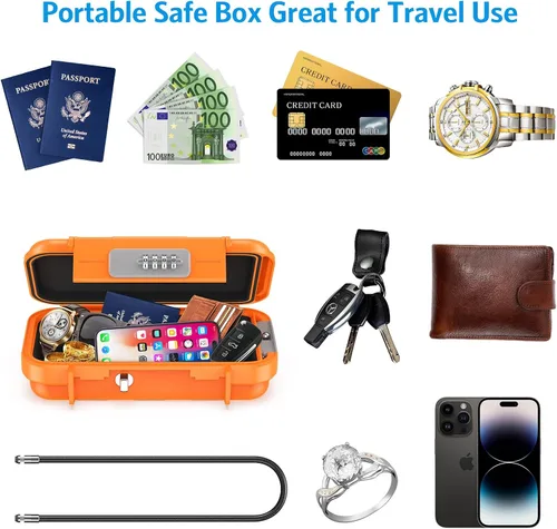 Miniatura 8 de AMIR Caja de Seguridad con Cerradura de Combinación Portátil, Caja de Seguridad con Código, Caja de Seguridad Mini para Viajes Impermeable Antirrobo