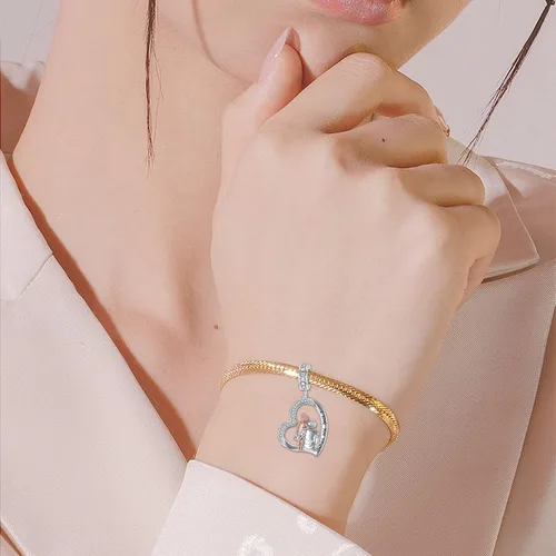 Miniatura 228 de PROESS Dije para padre, madre e hija, pulsera de plata de ley para pulseras, regalos de cumpleaños, día de San Valentín, para hija, madre, amante