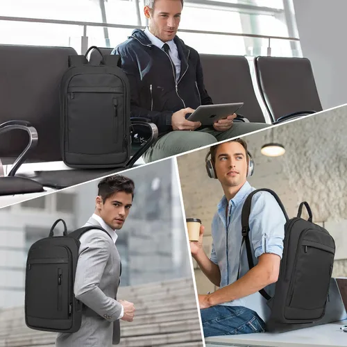 Miniatura 7 de Mochila de negocios para hombres antirrobo resistente al agua mochila de desplazamiento para portátil de 15.6 pulgadas para el trabajo diario, Negro