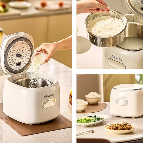 Miniatura 6 de olla de arroz de 5 tazas (2.5L) con bajo contenido de azúcar, con olla interior de acero inoxidable 304, saludable para hogares de 2-3 personas