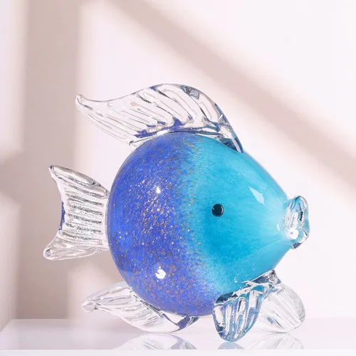 Miniatura 3 de Figuras grandes de cristal de peces de vidrio soplado a mano, estatua y escultura de peces para decoración del hogar, pisapapapeles de cristal
