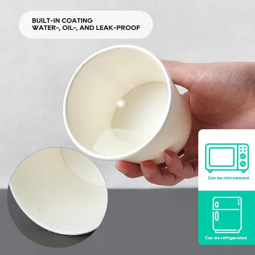 Miniatura 4 de JOLLY PARTY Paquete de 50 recipientes de papel de 12 onzas con tapas, vasos de papel desechables para alimentos, tazas de helado, almacenamiento