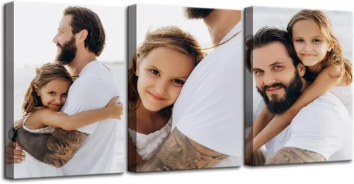 Miniatura 15 de ZHIYYHAO Impresiones en lienzo personalizadas con tus fotos, juego de 2 fotos enmarcadas de 16 x 24 pulgadas, retrato familiar personalizado para 2