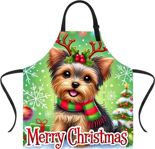 Miniatura 24 de Delantal de Navidad de THISFIND con 2 bolsillos, cuello ajustable para mujeres, hombres y adultos, ideal para cocina, parrilla, horneado