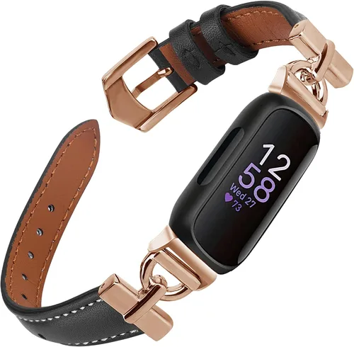 Miniatura 9 de Correas de cuero compatibles con Fitbit Inspire 3, correas de reloj de repuesto en forma de D, pulsera suave para Fitbit Inspire 3 Fitness Tracker